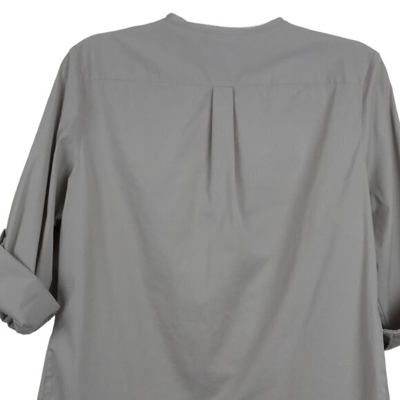 Alfani | Raw Edge Cotton Adjustable Sleeve Blouse Tan | Size 10 - Picture 4 of 7